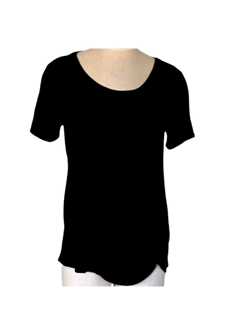 Olivia Moon Short Sleeve Stretch Side-Knot‎ Tee Top Sz S Black #193D